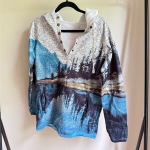 H&M Blue and Brown Sweater